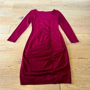 long sleeve dresses petite Sl Fashions Petite Boat Neck Shirt Overlay Sheath Dress - Faded Rose